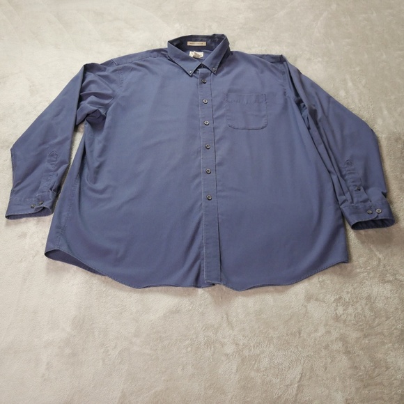 L.L. Bean Button Down Shirt Mens 2XL Navy Blue Long Sleeve Wrinkle Resistance - Picture 1 of 12